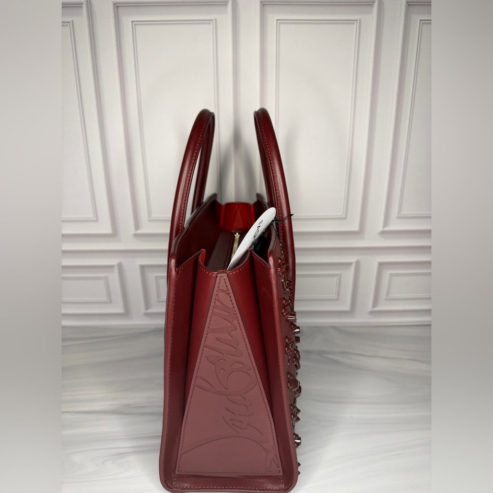 Christian Louboutin Calfskin Spikes Loubinthesky Medium Paloma Tote | Merlot - Picture 6 of 16
